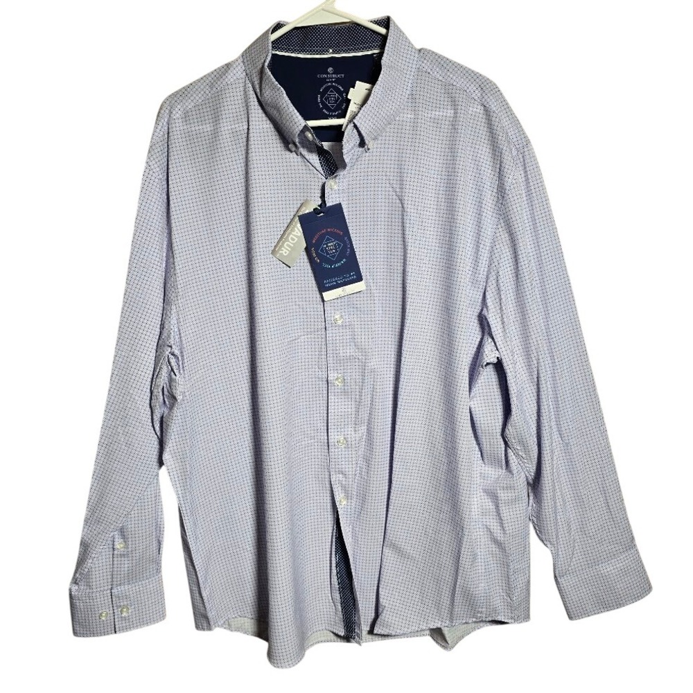 Construct Slim Fit Shirt XXL Mens Blue Geometric Stretch Button Down NWT. 642‎